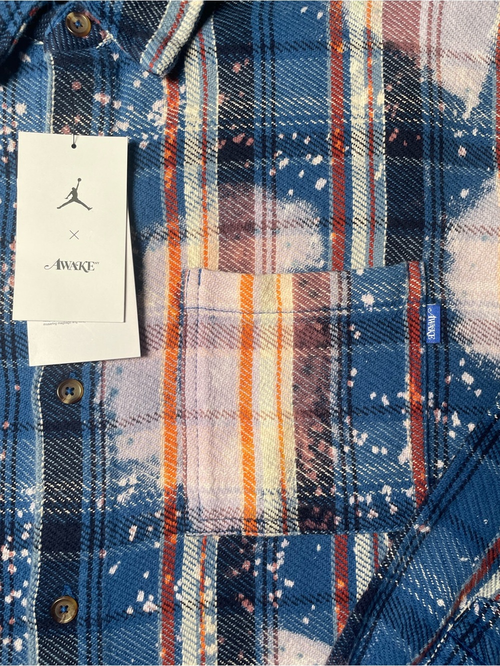 Air Jordan x Awake NY Mens Bleached Flannel Shirt Size Large NWT - Picture 2 of 7